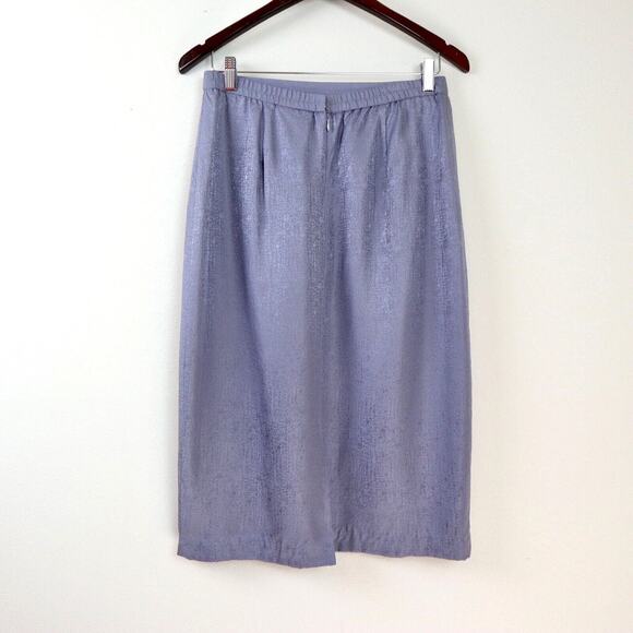 Vintage Adrianna Papell Size 12 Silk Jacquard Satin Pencil Skirt Lavender Purple - Picture 4 of 10